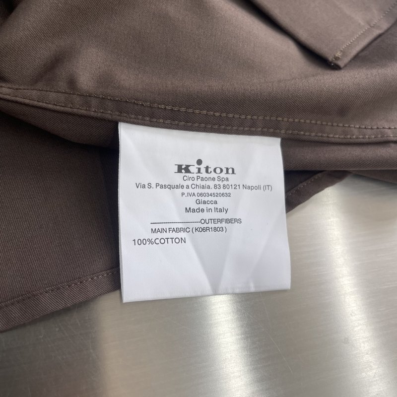 Kiton 남성 면 소재 자수 칼라 긴팔 셔츠 001-202291