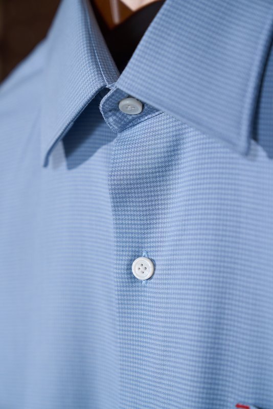 Kiton 남성 울 천조끼 무늬 긴팔 셔츠 001-202311