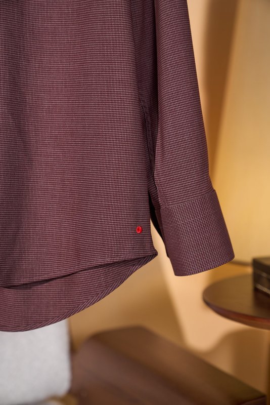 Kiton 울 천사격 긴팔 셔츠 001-202312