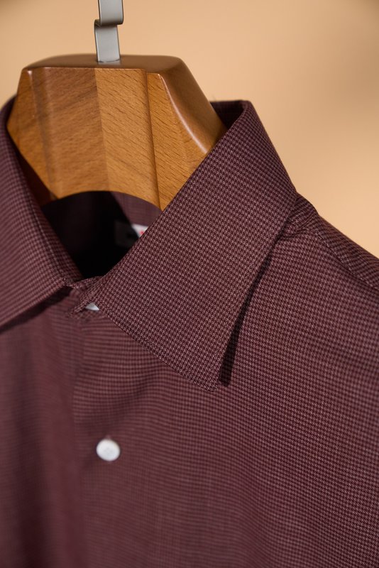 Kiton 울 천사격 긴팔 셔츠 001-202312