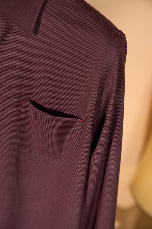 Kiton 울 천사격 긴팔 셔츠 001-202312