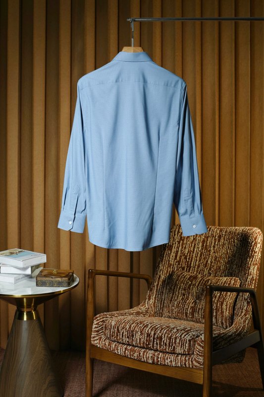 Kiton 울 천사격 긴팔 셔츠 남성용 001-202341