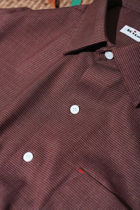 Kiton 울 천사격 긴팔 셔츠 001-202342