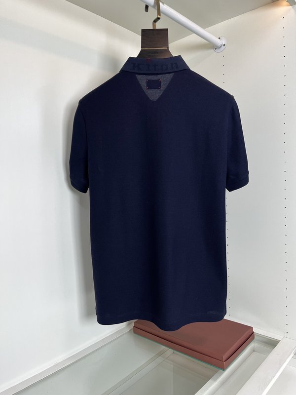 Kiton 남성 반팔 폴로 셔츠 자수 포인트 001-202346