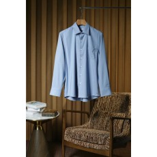 Kiton 남성 울 천조 무늬 긴팔 셔츠 001-202368