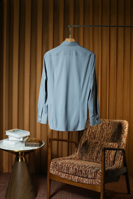Kiton 울 천사격 긴팔 셔츠 남성용 001-202370