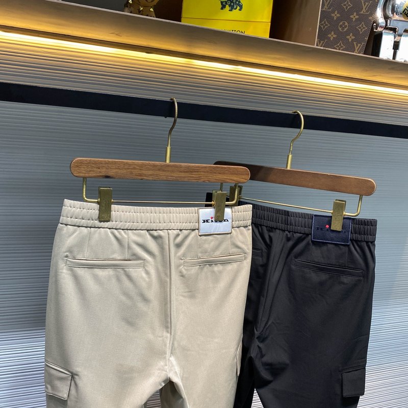 Kiton 가을 겨울 사선 면 스트레이트 캐주얼 팬츠 001-202377