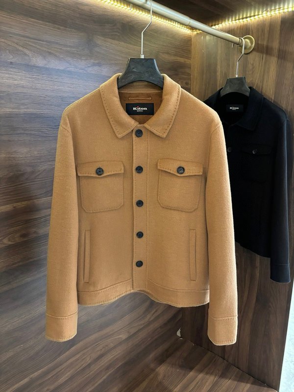Kiton 울 캐시미어 혼방 남성 셔츠 재킷 001-202393