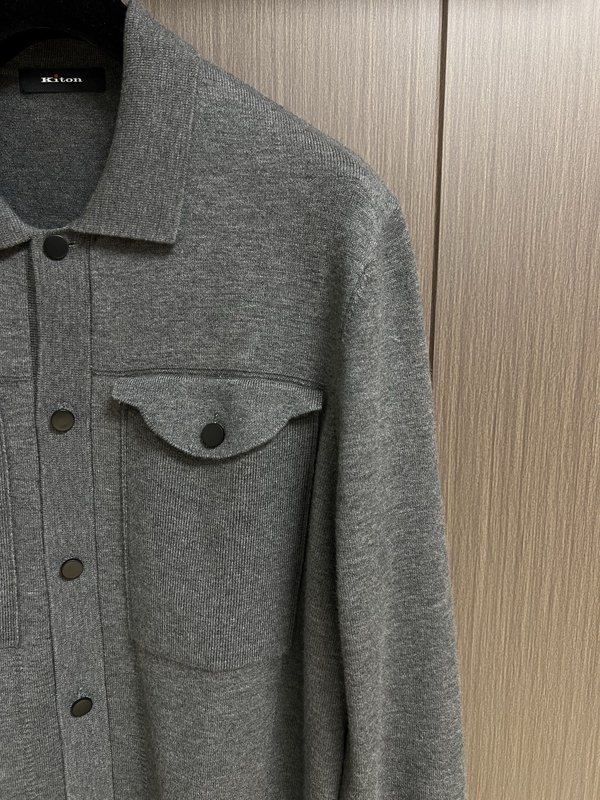 Kiton 가을 겨울 울 플립 칼라 재킷 아우터 001-202397