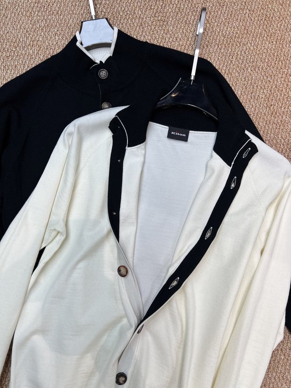 Kiton 미들 칼라 울 카디건 남성용 001-202399