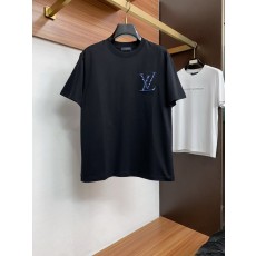 루이비통 남성 순면 와이드핏 라운드넥 반팔 티셔츠 001-202483