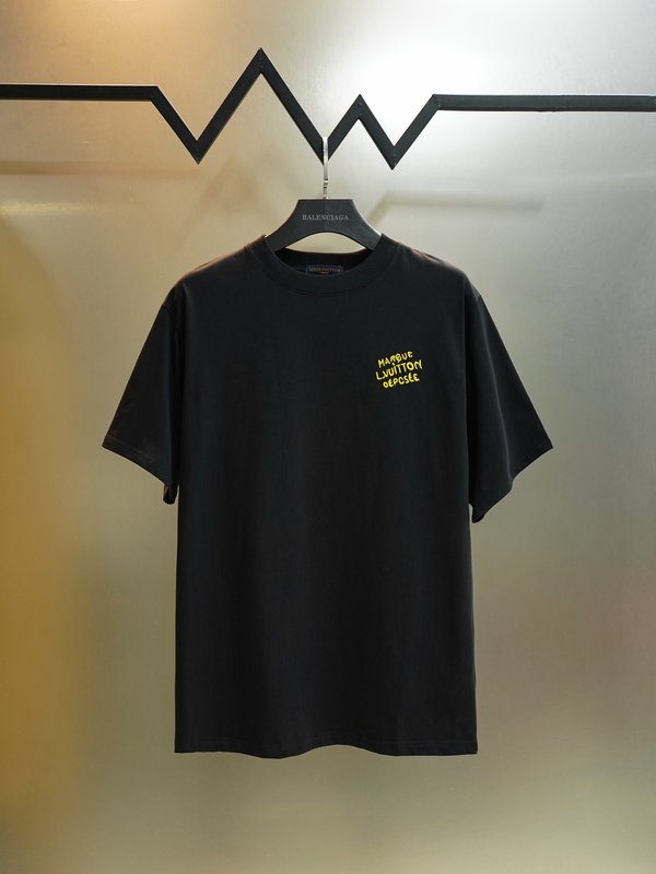 루이비통 클래식 자수 라운드넥 반팔 티셔츠 001-202814