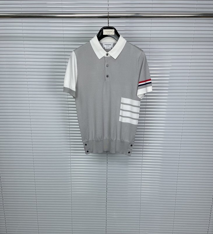 톰브라운 남성 컬러블록 칼라 니트 반팔 폴로셔츠 001-203264
