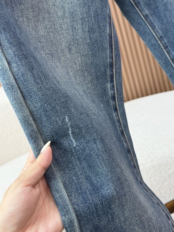 로로피아나 남성 워싱 블루 슬림 스트레이트 데님 팬츠 001-203616