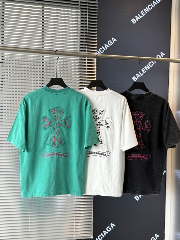크롬하츠 크로스 패치 자수 여름 반팔 티셔츠 001-204169
