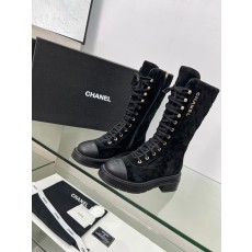 샤넬 클래식 퀼팅 두꺼운 밑단 앵클 부츠 001-205675
