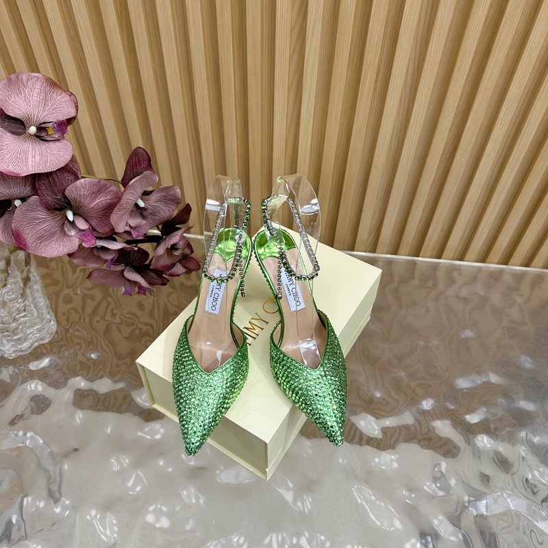 지미추 미러 에나멜 다이아몬드 포인트 힐 샌들 001-205913