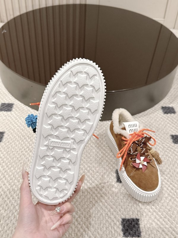 MIUMIU 리얼 퍼 스웨이드 플랫폼 슈즈 001-206055