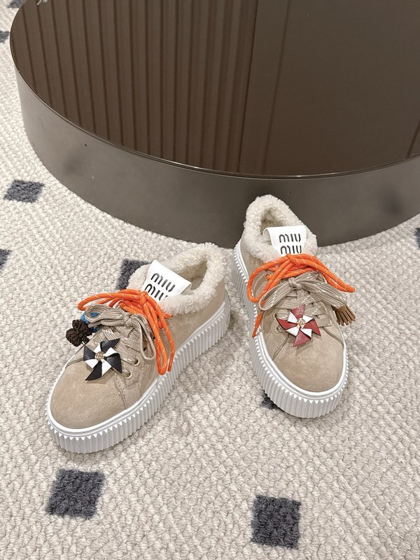 MIUMIU 리얼 퍼 스웨이드 플랫폼 슈즈 001-206057