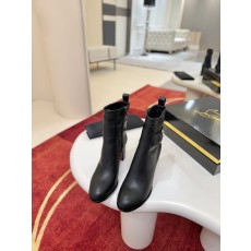 블랙 송아지 가죽 하이힐 앵클부츠 001-206635