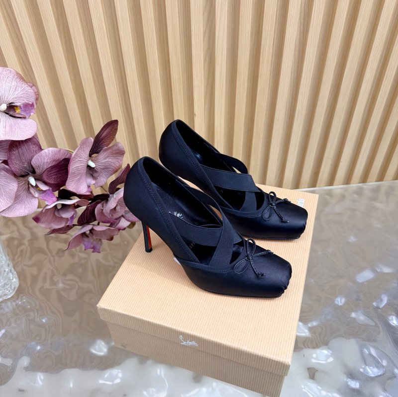 크리스찬 루부탱 레드솔 실크 발레 하이힐 001-206750
