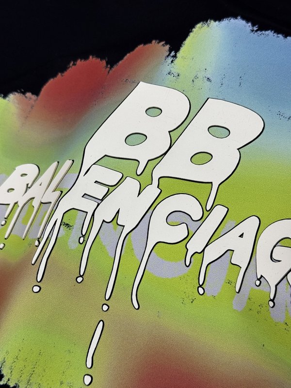 발렌시아가 BB 그래피티 프린트 머서라이즈드 코튼 티셔 001-207247