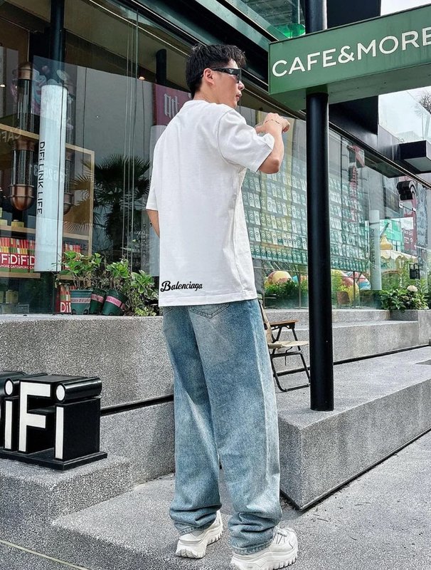 발렌시아가 양면 열전사 순면 티셔츠 001-207273