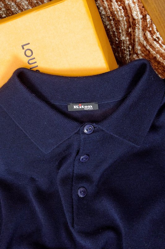 Kiton 남성 폴로 칼라 울 니트 001-207888