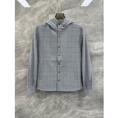키톤 남성 울 혼방 체크 후드 자켓 아우터 001-207897