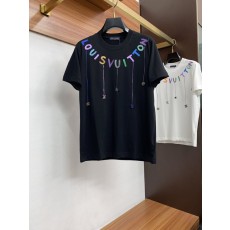 루이비통 남성 순면 핸드페인팅 로고 반팔 티셔츠 001-207906