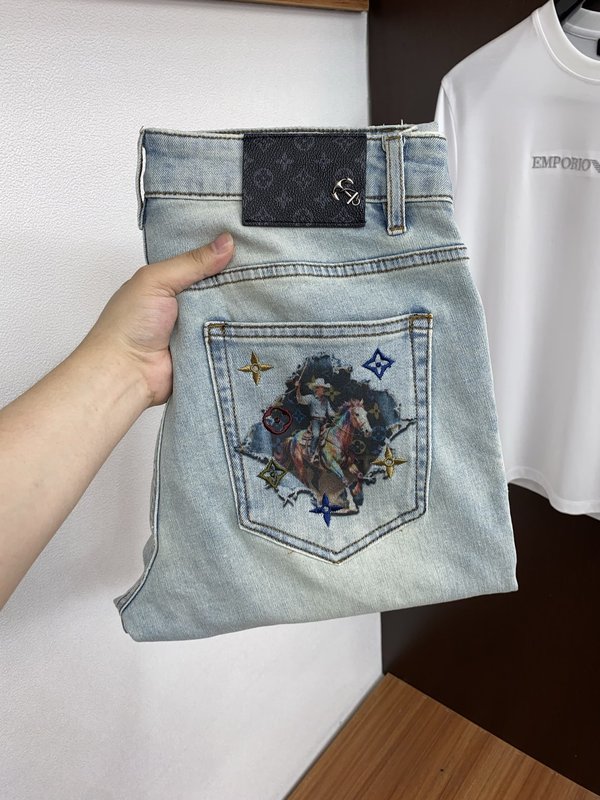 루이비통 남성용 고탄력 수입 데님 팬츠 001-207984