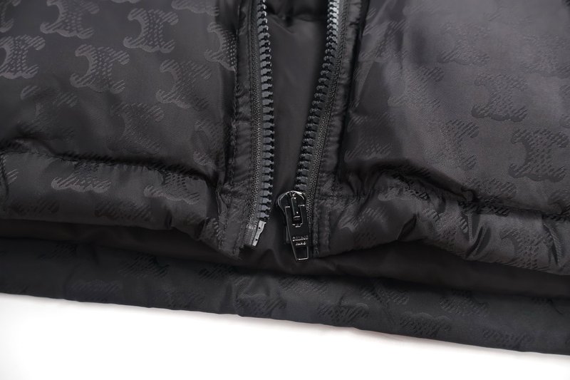 셀린 암막 패턴 스탠드 칼라 다운 재킷 001-208372