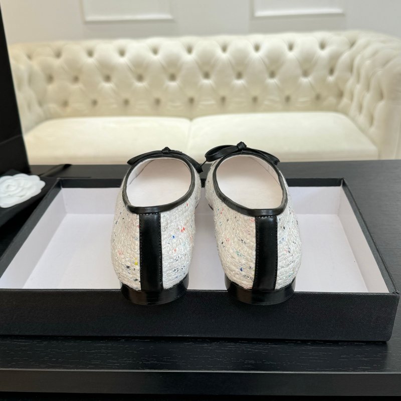 샤넬 스타일 새틴 양피 안창 플랫슈즈 001-213229