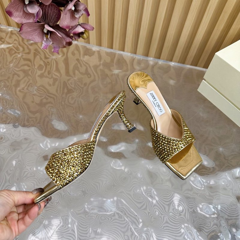 지미추 다이아몬드 진주 하이힐 샌들 001-213243