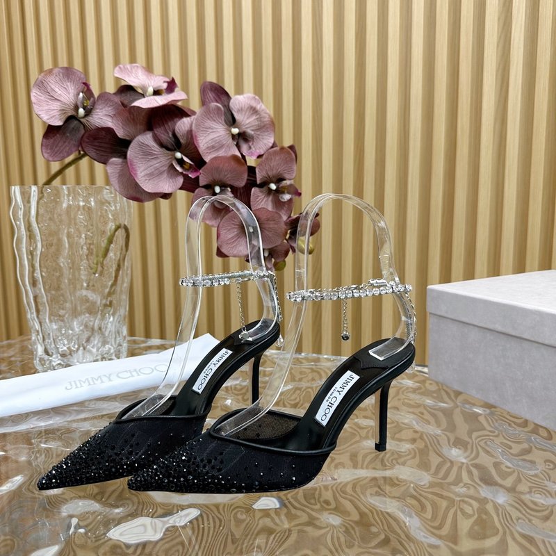 지미추 스프링 여름 메쉬 라인스톤 하이힐 샌들 001-213353