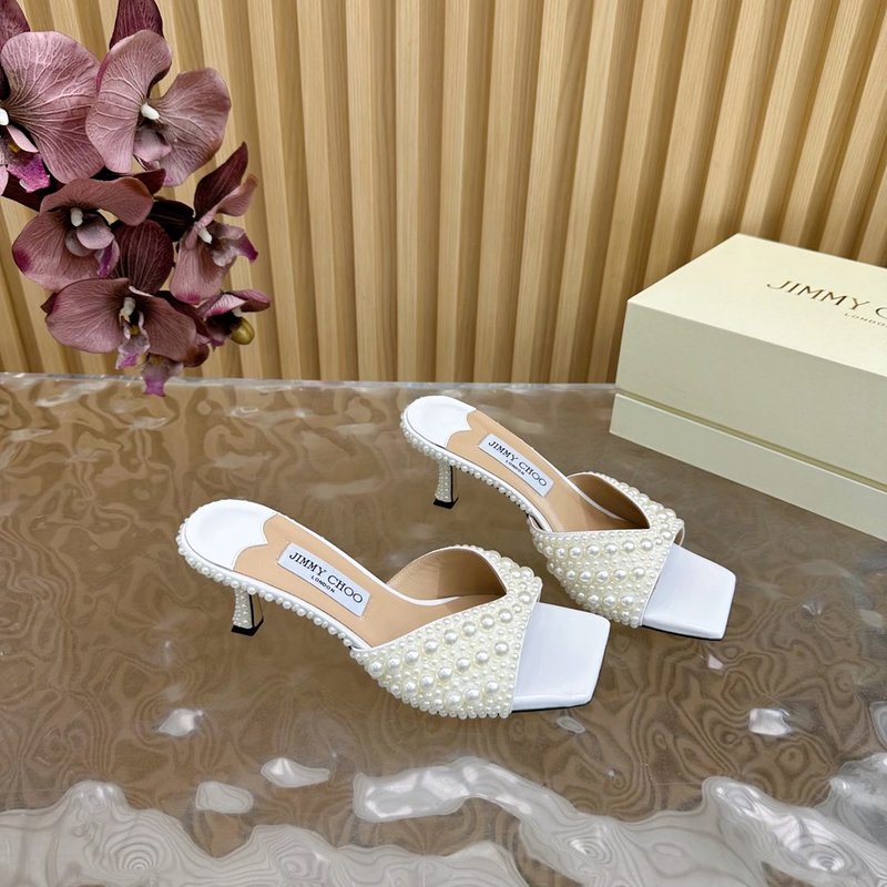 지미추 다이아몬드 진주 하이힐 샌들 001-213370