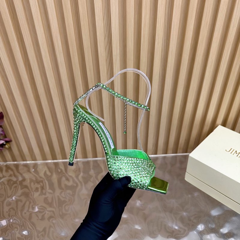 지미추 미러 에나멜 다이아몬드 하이힐 샌들 001-213458