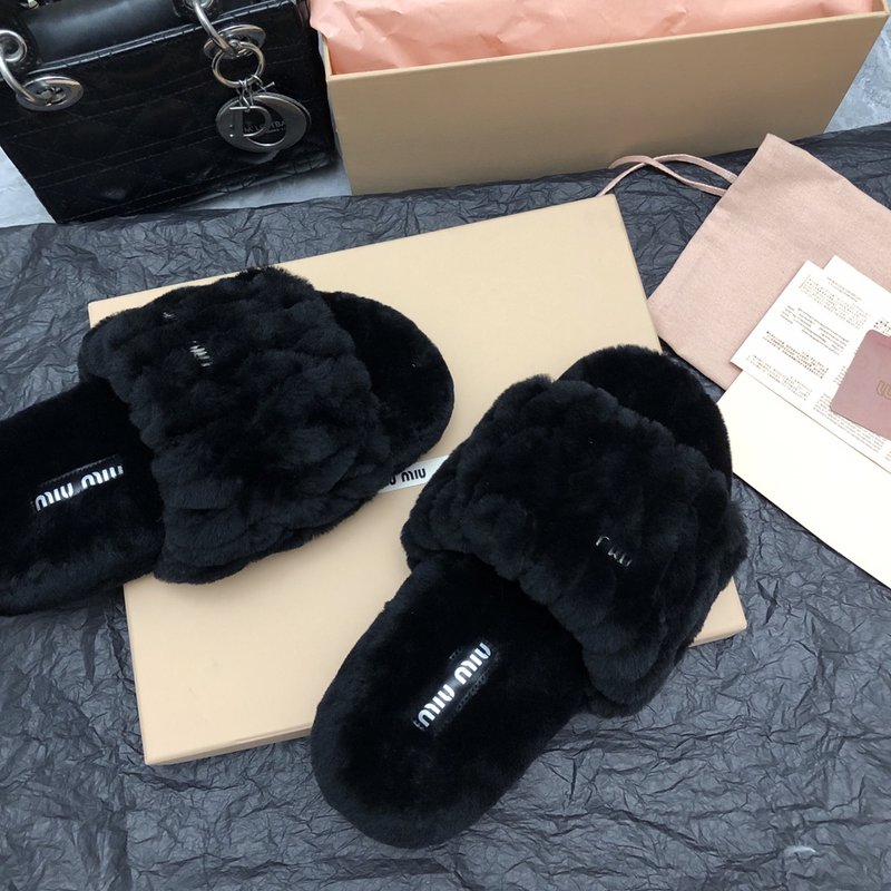 미우미우 가을 겨울 울 슬리퍼 001-213554