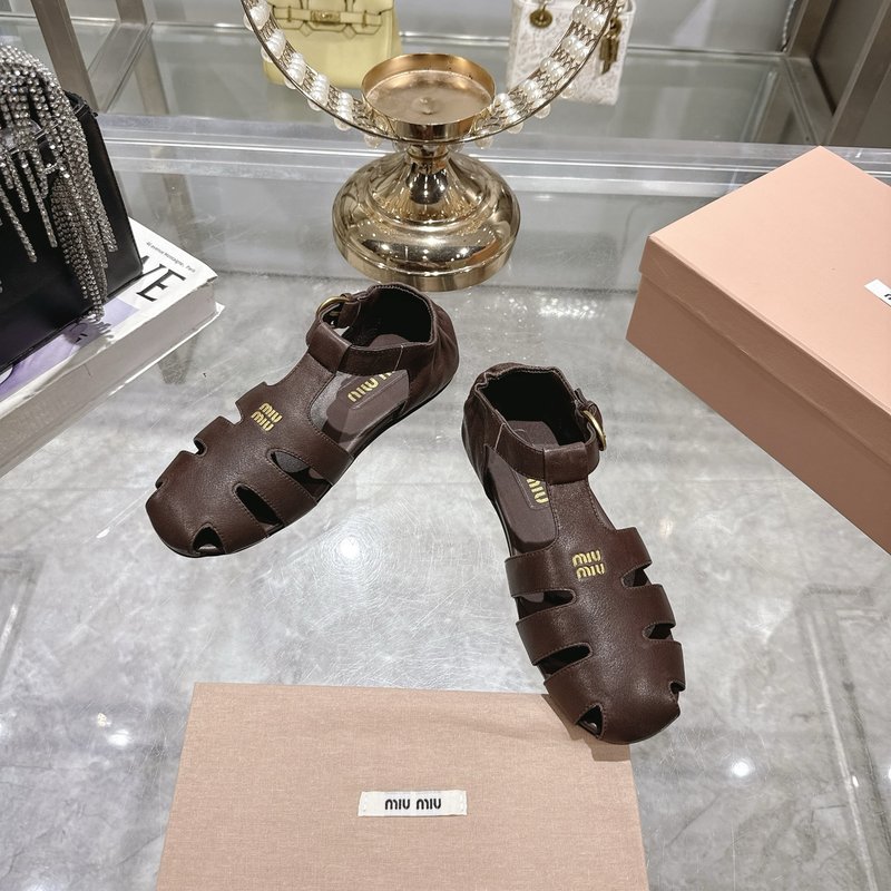 미우미우 스트랩 발레리나 플랫슈즈 001-213566