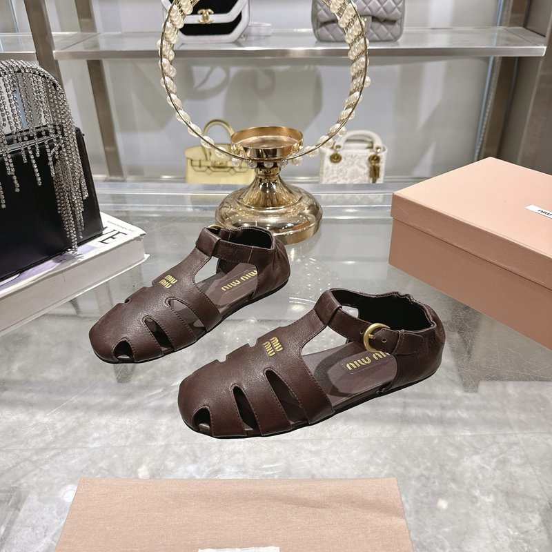 미우미우 스트랩 발레리나 플랫슈즈 001-213566