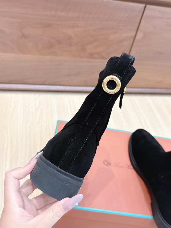 심플 빈티지 사이드 지퍼 플랫 부츠 001-213994