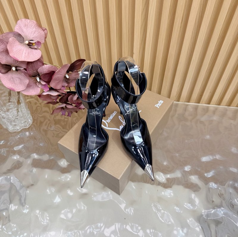 크리스찬 루부탱 장미 꽃 장식 하이힐 샌들 001-214683