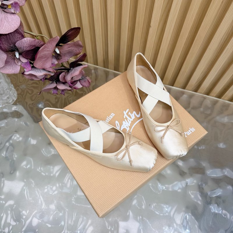 2025 봄여름 실크 레드솔 발레리나 하이힐 001-214726
