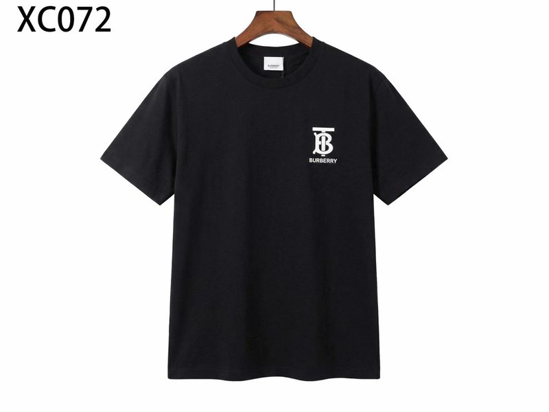 버버리 로고 자수 라운드넥 면 반팔 티셔츠 001-215096