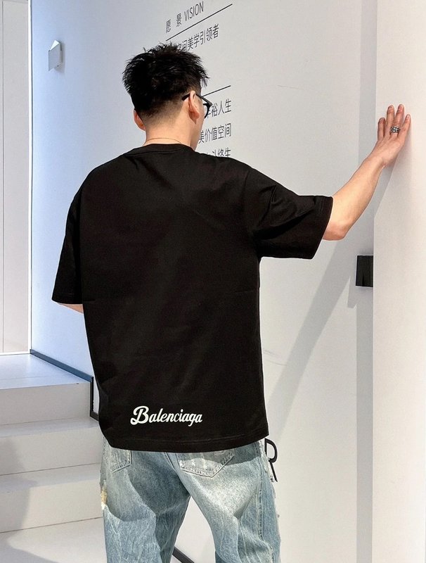 발렌시아가 양면 열전사 면 티셔츠 001-215319