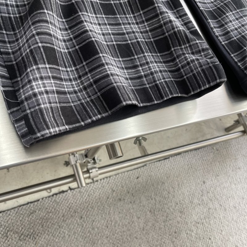 발렌시아가 앞뒤 패치워크 체크 팬츠 001-215418