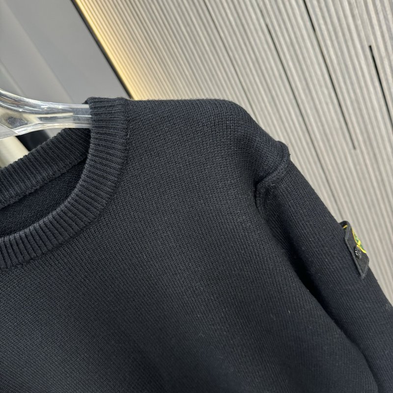 스톤아일랜드 양면 착용 라운드넥 자카드 캐시미어 스웨터 001-215643