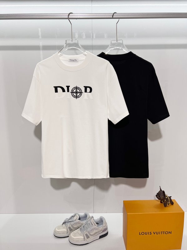 디올 스톤아일랜드 콜라보 라운드넥 반팔 티셔츠 001-215794