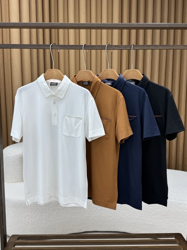 제니아 실크 혼방 폴로 셔츠 반팔 티셔츠 001-215958