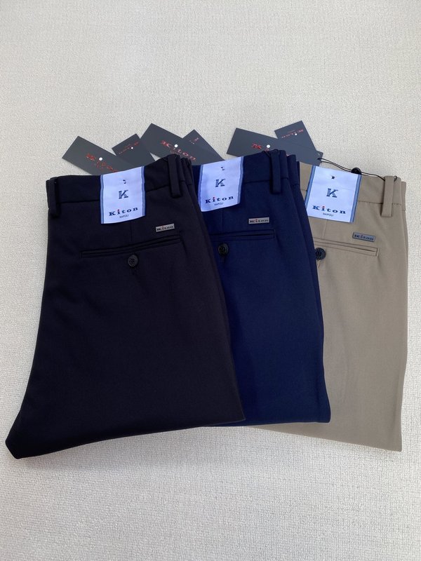 Kiton 남성 비즈니스 캐주얼 슬랙스 001-216034